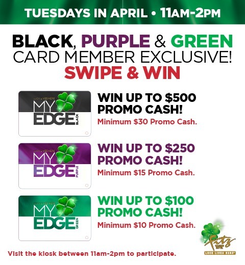 SWIPE & WIN-BLACK, PURPLE & GREEN CARD MEMBER EXCLUSIVE